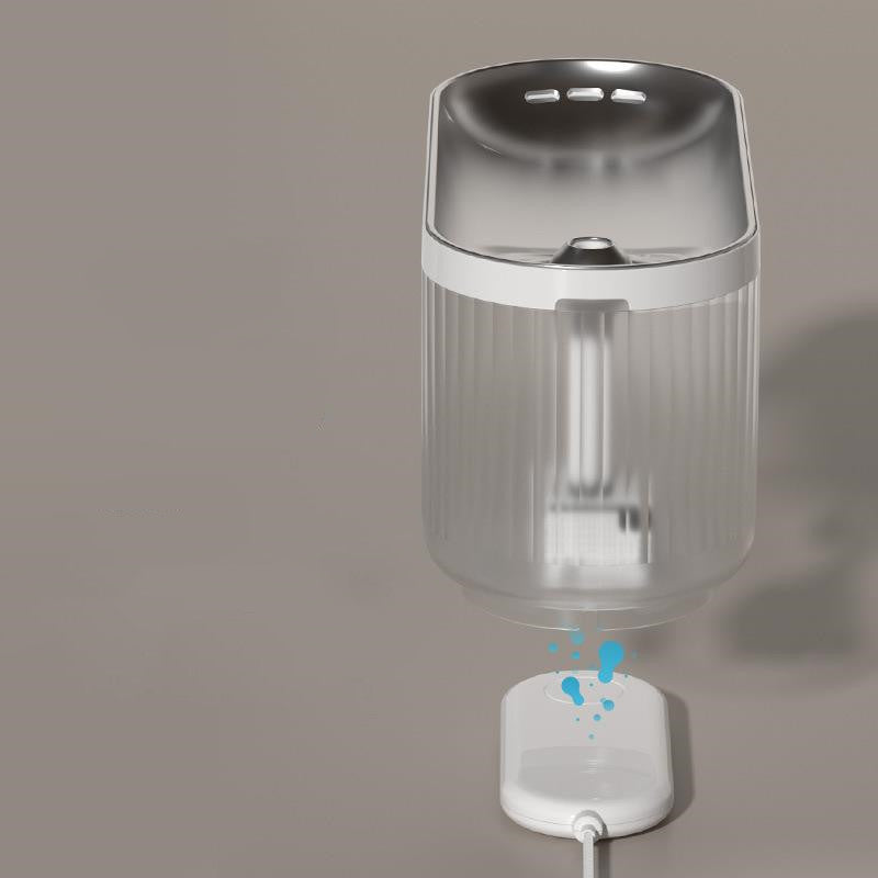 HKM-2917437 Wireless Circulating Water Dispenser for Cats - Modern ABS Design in White, 300x120x136mm