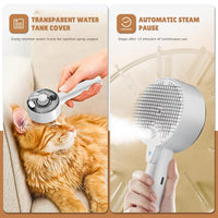 HKM-2918845 4-in-1 Pet Grooming Steam Brush for Cats and Dogs, Self-Cleaning with Adjustable Spray, Gentle Massage and Fur Control