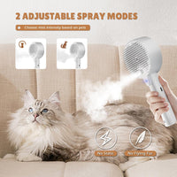 HKM-2918845 4-in-1 Pet Grooming Steam Brush for Cats and Dogs, Self-Cleaning with Adjustable Spray, Gentle Massage and Fur Control