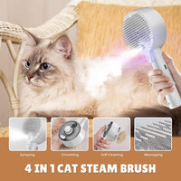 HKM-2918845 4-in-1 Pet Grooming Steam Brush for Cats and Dogs, Self-Cleaning with Adjustable Spray, Gentle Massage and Fur Control