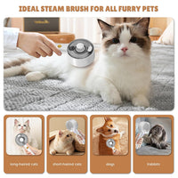 HKM-2918845 4-in-1 Pet Grooming Steam Brush for Cats and Dogs, Self-Cleaning with Adjustable Spray, Gentle Massage and Fur Control