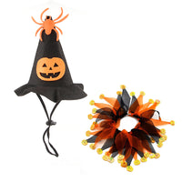 HKM-2918973 Halloween Skull Pattern Hat and Scarf Set for Pets