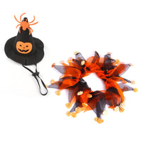 HKM-2918973 Halloween Skull Pattern Hat and Scarf Set for Pets