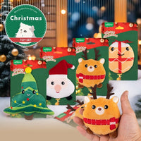 HKM-2919997 Christmas Cat Plush Toys with Catnip - Smiley Egg, Christmas Elk, Santa Claus & Christmas Tree Designs