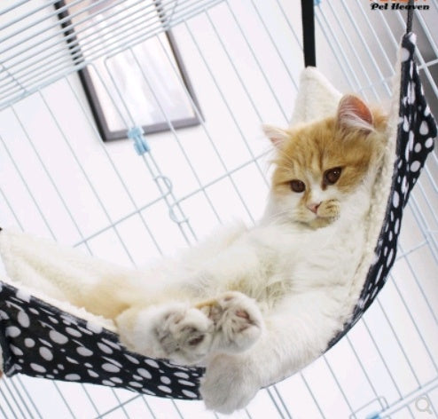 HKM-2921405 Double-Sided Lambskin Cat Hammock Bed - Four Seasons Warm Hanging Nest for Cats