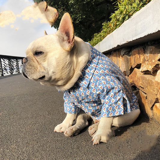 HKM-2921917 Floral Print Plush Shirt for Dogs and Cats ¨C Soft Polyester Fabric, Available in Multiple Sizes