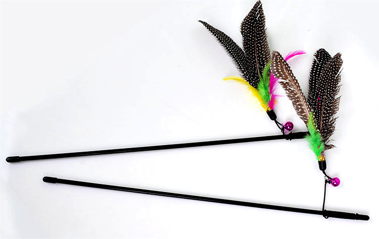 HKM-2922173 Funny Cat Feather Toy with Bell and Plush Rod, 45cm Long