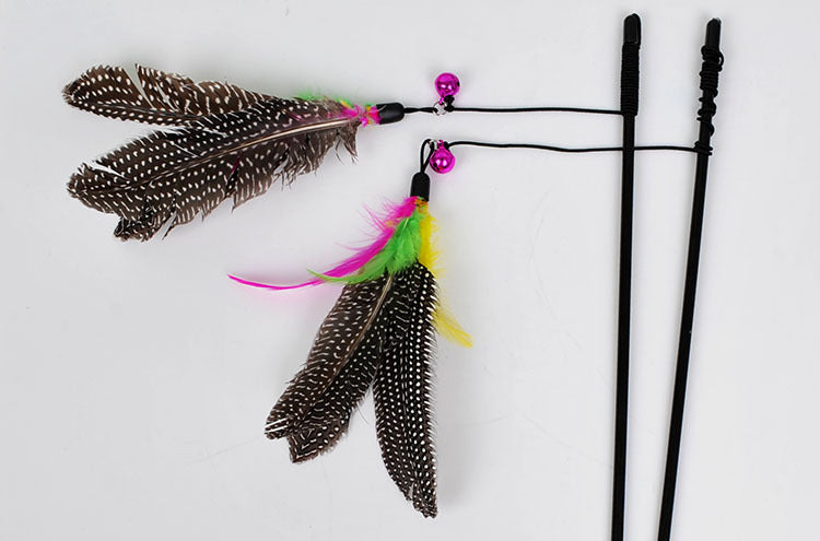 HKM-2922173 Funny Cat Feather Toy with Bell and Plush Rod, 45cm Long