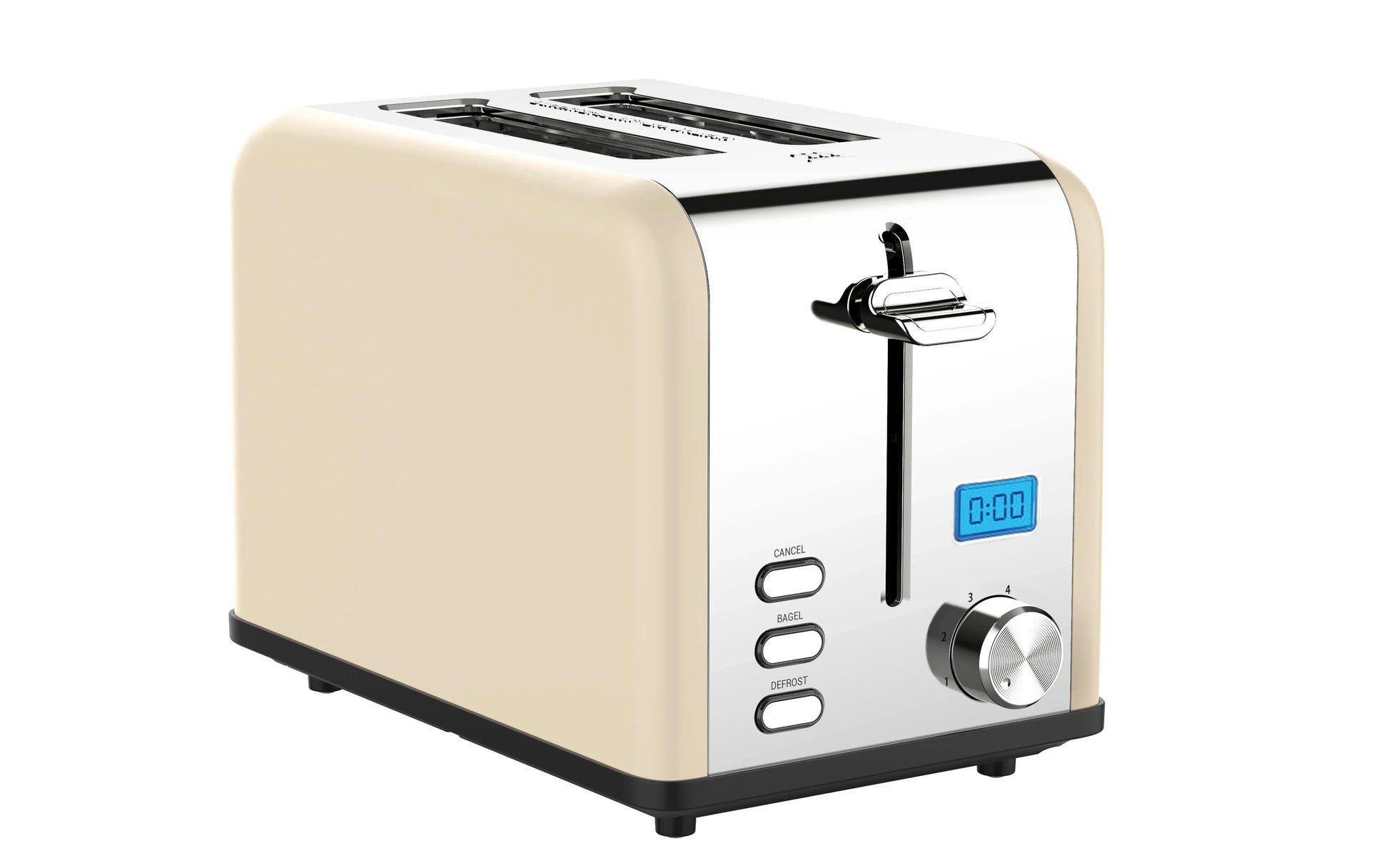 HKM-292307 Compact Stainless Steel 2-Slice Electronic Bread Toaster with Grilling Function