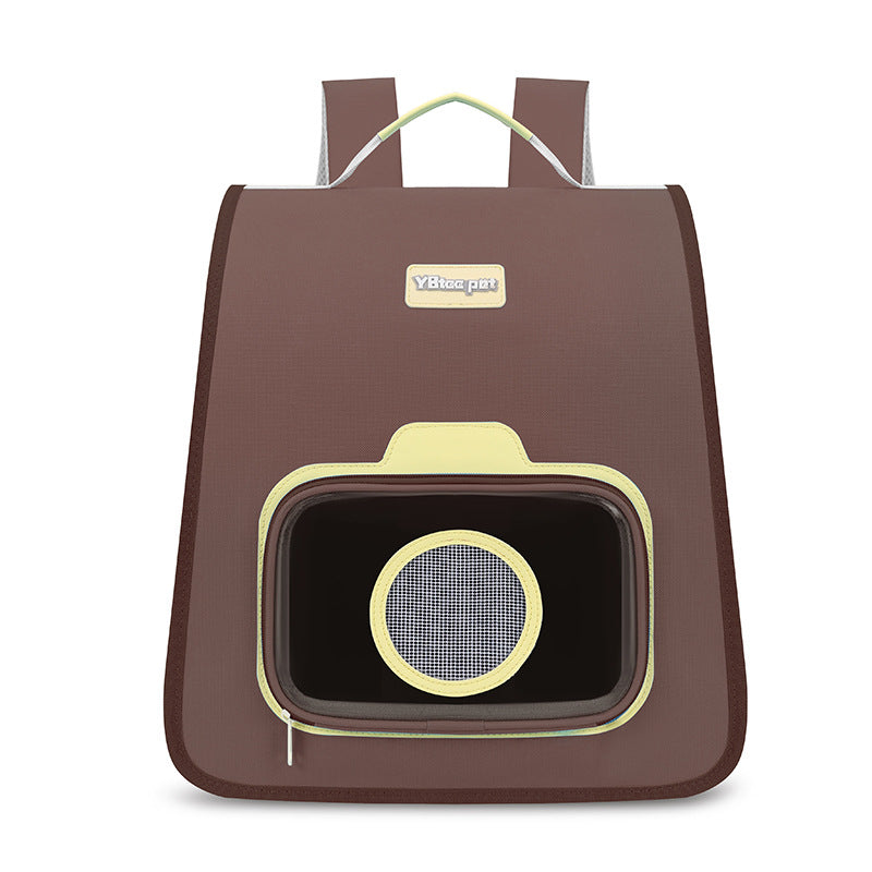 HKM-2923581 Portable Pet Backpack in Pink, Khaki, Dark Blue, and Sky Blue - Medium Hard Nylon Pet Bag