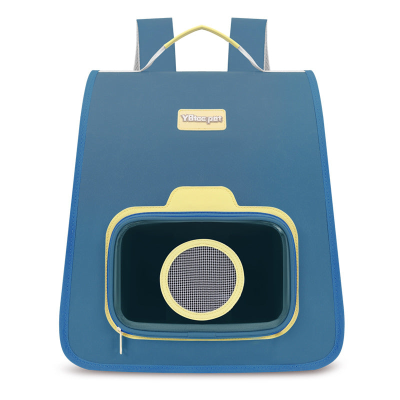HKM-2923581 Portable Pet Backpack in Pink, Khaki, Dark Blue, and Sky Blue - Medium Hard Nylon Pet Bag
