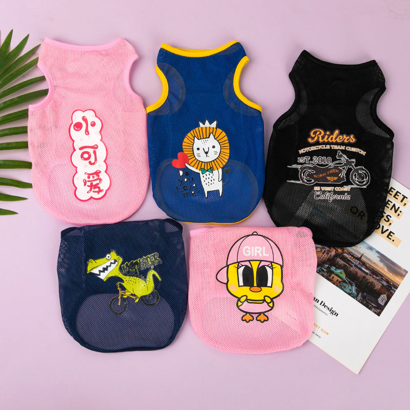 HKM-2925501 Cartoon Style Mesh Dog Vest in Polyester - Available in Multiple Sizes