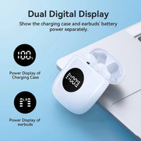HKM-292563 Wireless Waterproof Earbuds with 9D HiFi Stereo Sound and LED Display - N7 V5.4 Bluetooth 5.4 In-Ear Headphones