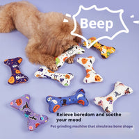 HKM-2925757 Halloween-Themed Plush Pet Bone Toy in Various Colors