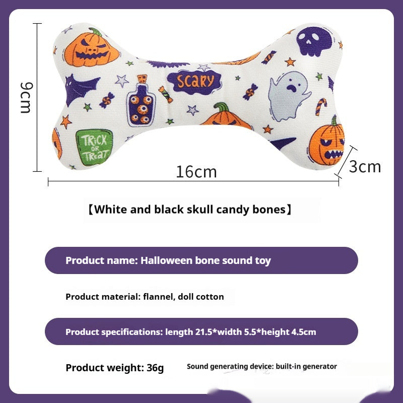 HKM-2925757 Halloween-Themed Plush Pet Bone Toy in Various Colors