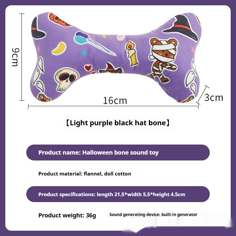 HKM-2925757 Halloween-Themed Plush Pet Bone Toy in Various Colors