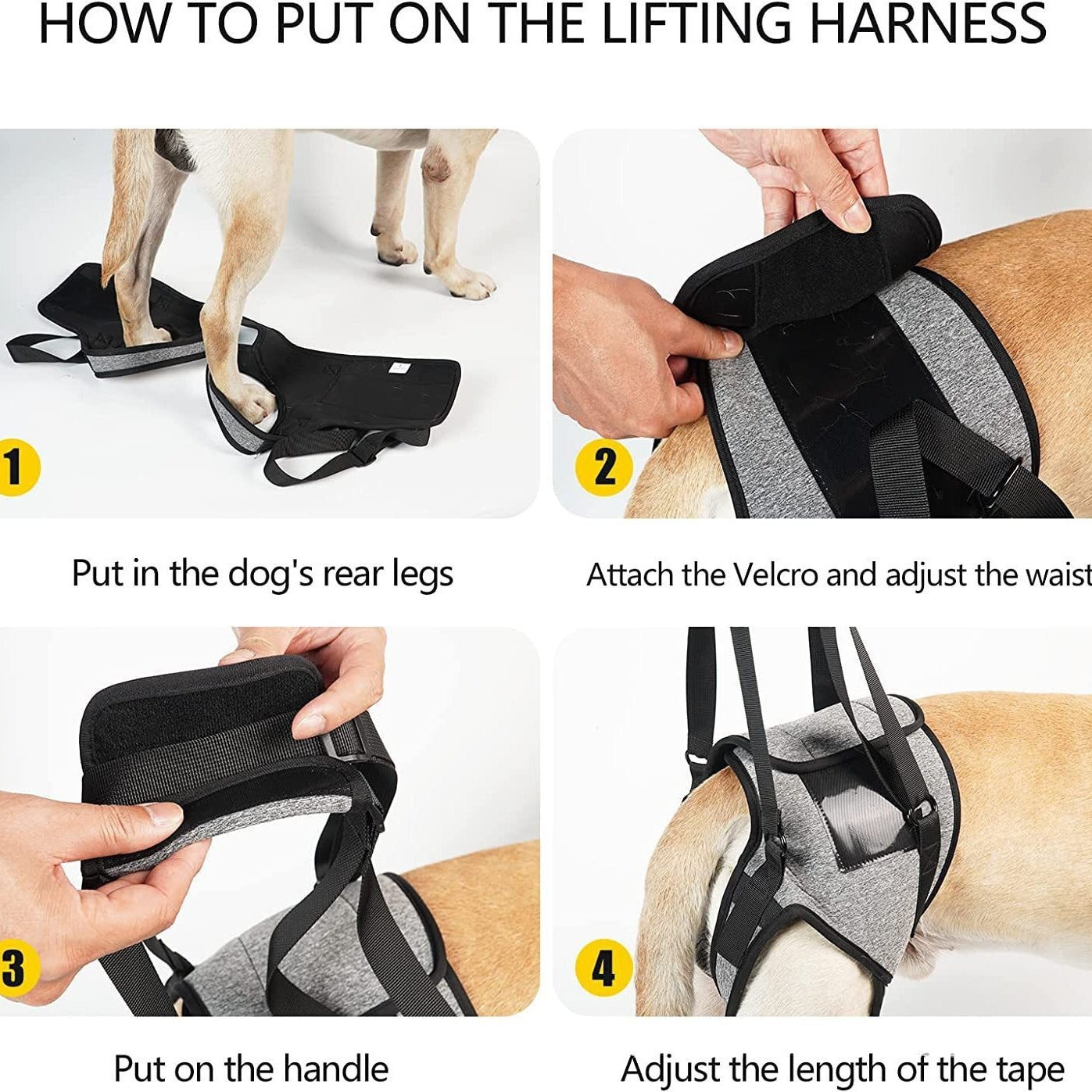 HKM-2926397 Neoprene Recovery Belt for Injured Dog's Rear Leg - Adjustable Waist and Thigh Sizes