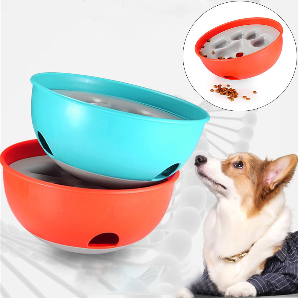 HKM-2927933 Interactive Puzzle Dog Bowl for Cats and Dogs - 21cm Diameter, Blue or Orange Color