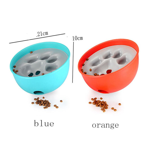 HKM-2927933 Interactive Puzzle Dog Bowl for Cats and Dogs - 21cm Diameter, Blue or Orange Color