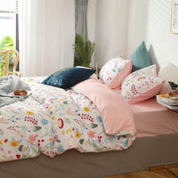 HKM-292883 Four-Piece Pure Cotton Bed Linen Set - Twill Weave with Active Printing and Dyeing