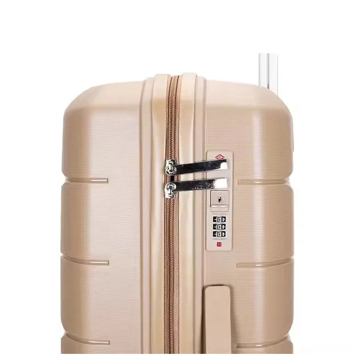 HKM-292947 Durable PP Shell Carry-On Trolley Luggage Set in 20", 24", and 28" Sizes for Outdoor Travel