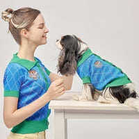 HKM-2930877 Blue Tiger Patterned Cotton Dog Sweater Cardigan for Pets in Various Sizes