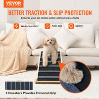 HKM-2931261 Folding Pet Ramp for Dogs and Cats - Adjustable Wooden Ramp with Non-Slip Surface for Bed, Couch, and Car