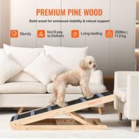 HKM-2931261 Folding Pet Ramp for Dogs and Cats - Adjustable Wooden Ramp with Non-Slip Surface for Bed, Couch, and Car