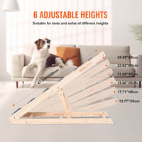 HKM-2931261 Folding Pet Ramp for Dogs and Cats - Adjustable Wooden Ramp with Non-Slip Surface for Bed, Couch, and Car