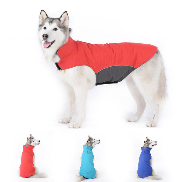 HKM-2932541 Cozy Vest Jacket for Medium and Large Dogs - Warm Cloth Pet Apparel in Red and Dark Blue