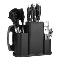 HKM-293267 Luxurious Silicone Cooking Utensils Set in Black, Pink, and Green - Complete Kitchenware Collection