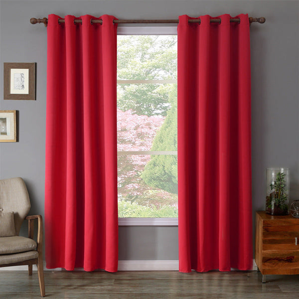 HKM-293267 Red Oxford Cloth Bedroom Curtain - Cozy, Moderate Thickness, European Style