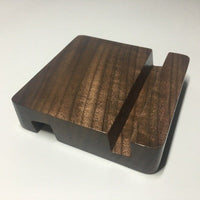 HKM-293267 Wooden Mobile Phone Stand - Dual-Slot Design, 80x80x20mm, Natural Grain Finish