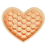 HKM-2933053 Honeycomb Heart-Shaped Edible Silicone Dog Bowl - Easy to Clean and Durable