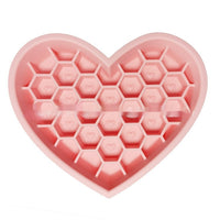 HKM-2933053 Honeycomb Heart-Shaped Edible Silicone Dog Bowl - Easy to Clean and Durable
