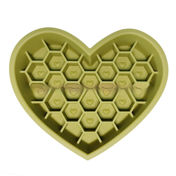 HKM-2933053 Honeycomb Heart-Shaped Edible Silicone Dog Bowl - Easy to Clean and Durable
