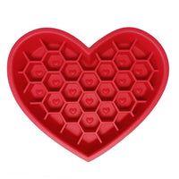 HKM-2933053 Honeycomb Heart-Shaped Edible Silicone Dog Bowl - Easy to Clean and Durable