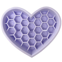 HKM-2933053 Honeycomb Heart-Shaped Edible Silicone Dog Bowl - Easy to Clean and Durable