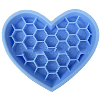 HKM-2933053 Honeycomb Heart-Shaped Edible Silicone Dog Bowl - Easy to Clean and Durable