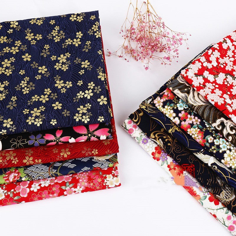HKM-293395 Handmade Cotton Kimono Fabric with Cherry Blossom Print - Soft, Thick, and Elegant 150cm Width