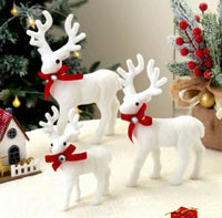 HKM-293523 Plush Christmas White Deer Decoration - Large, Medium, Small Sizes Available