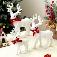 HKM-293523 Plush Christmas White Deer Decoration - Large, Medium, Small Sizes Available