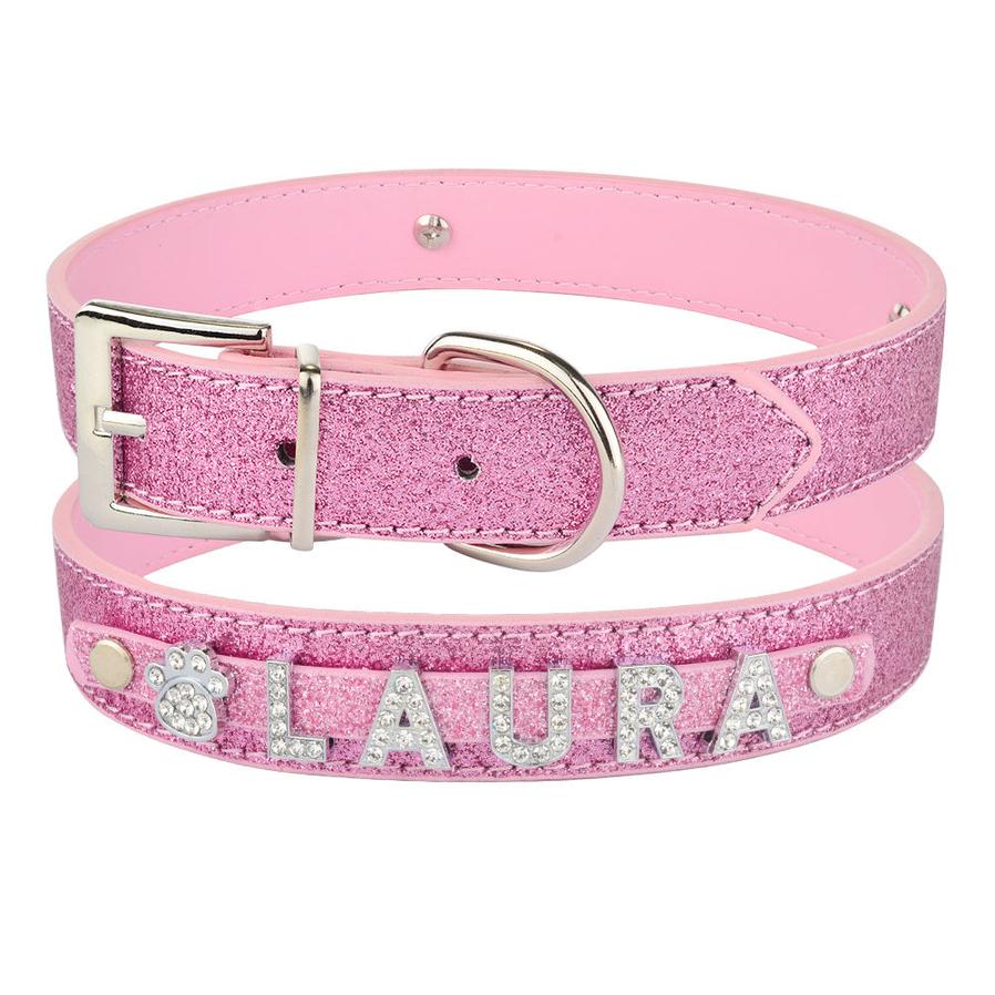 HKM-293587 Personalized PU Leather Dog Collar with Zinc Alloy Accents - Adjustable Sizes XS to L