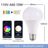 HKM-293587 Smart RGBW LED Light Bulb E27 E26 B22 - Multi-Colour 10W Bluetooth Compatible with Smart Life App