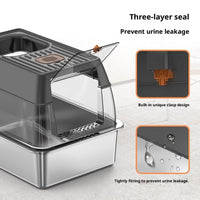 HKM-2936509 Large Anti-Odor Fully Enclosed Stainless Steel Litter Box in Light Gray, Dark Gray, and Black