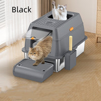 HKM-2936509 Large Anti-Odor Fully Enclosed Stainless Steel Litter Box in Light Gray, Dark Gray, and Black