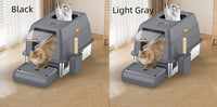 HKM-2936509 Large Anti-Odor Fully Enclosed Stainless Steel Litter Box in Light Gray, Dark Gray, and Black