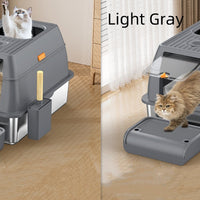 HKM-2936509 Large Anti-Odor Fully Enclosed Stainless Steel Litter Box in Light Gray, Dark Gray, and Black