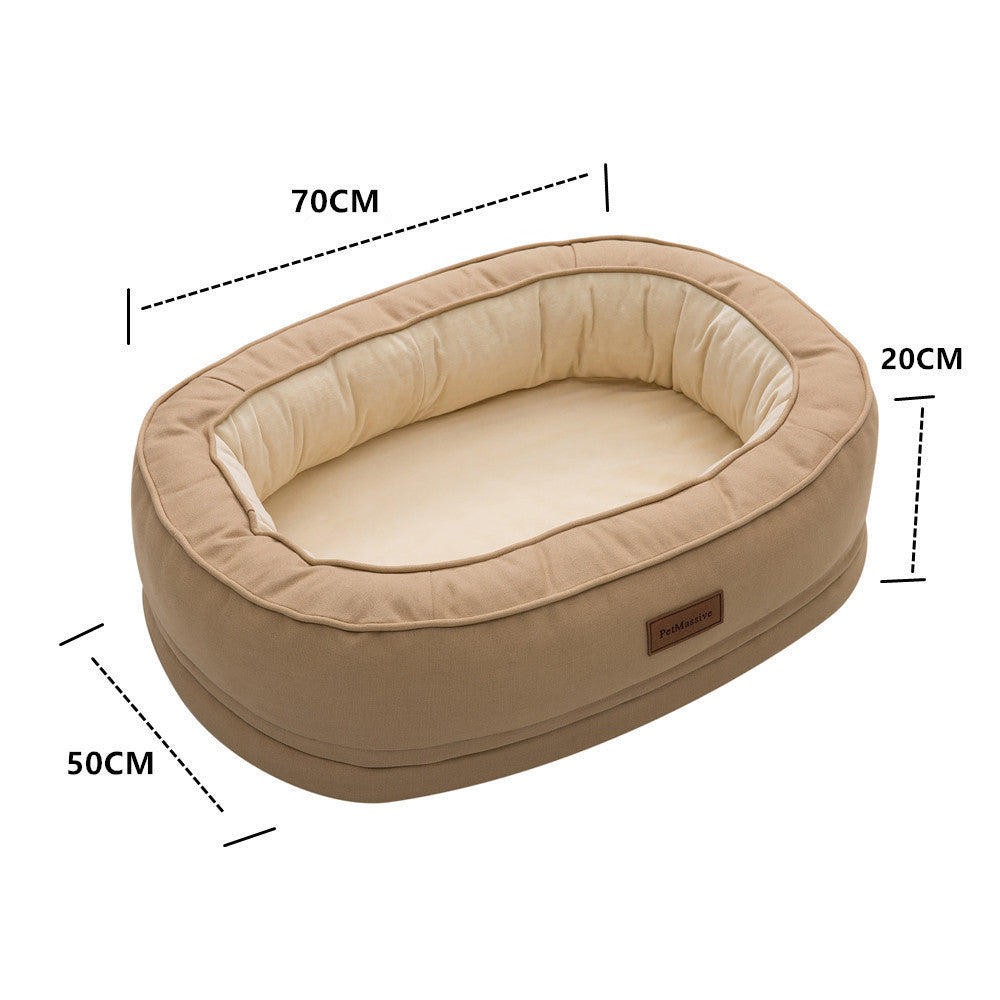 HKM-2936893 Orthopedic Waterproof Dog Kennel - Removable & Washable for All Seasons, Available in Khaki (M, L, XL)