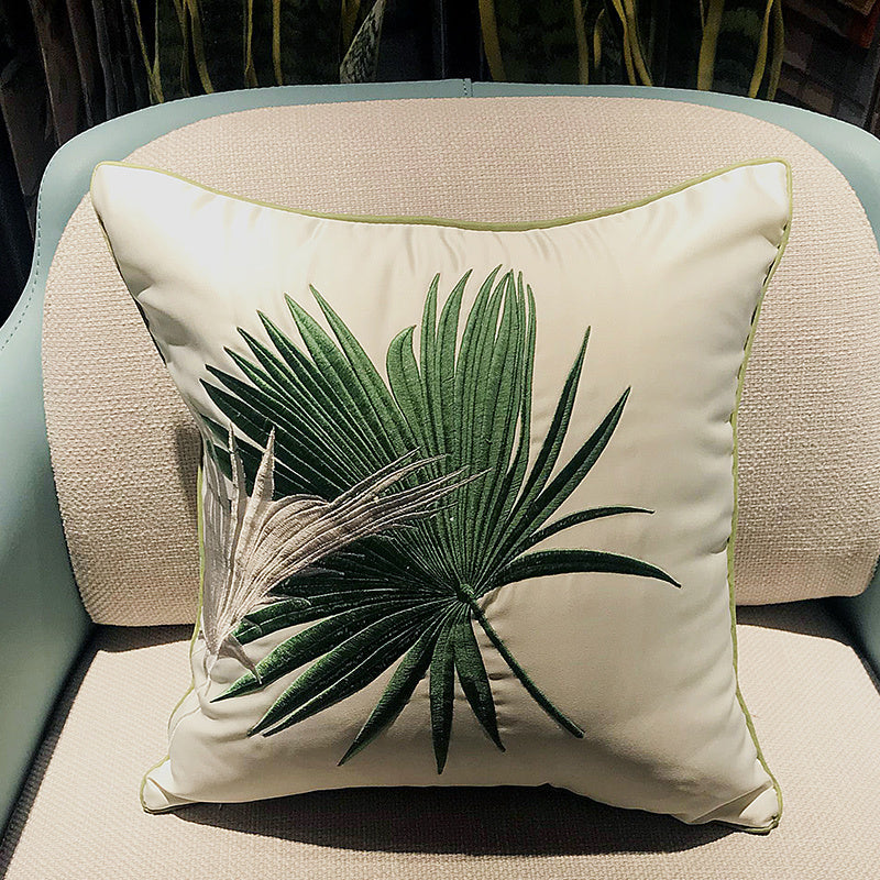 HKM-293715 Minimalist Modern Embroidered Light Luxury Pillow in A0214 Mixed Green, 45x45cm